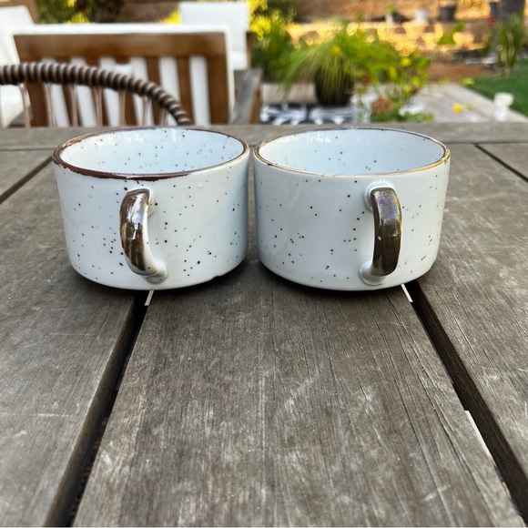 Vintage Japan Stoneware Blue Flower Speckled Soup Bowl or Large Mug Set of Two - Picture 6 of 10